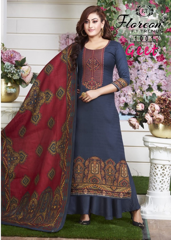 Floreon Geet Festive Embroidery Wear Winter Dress Material Collection